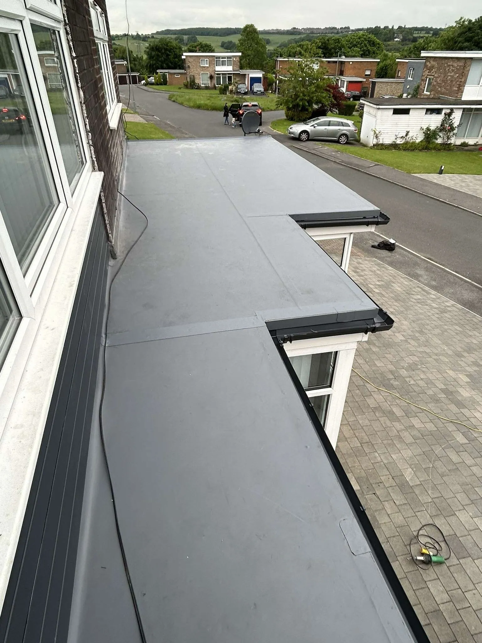 GRP flat roof over a bay window